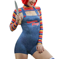 2024 Women Play Movie Character Bodysuit Chucky Doll Costume Set Halloween Costumes for Women Scary Nightmare Killer Doll A