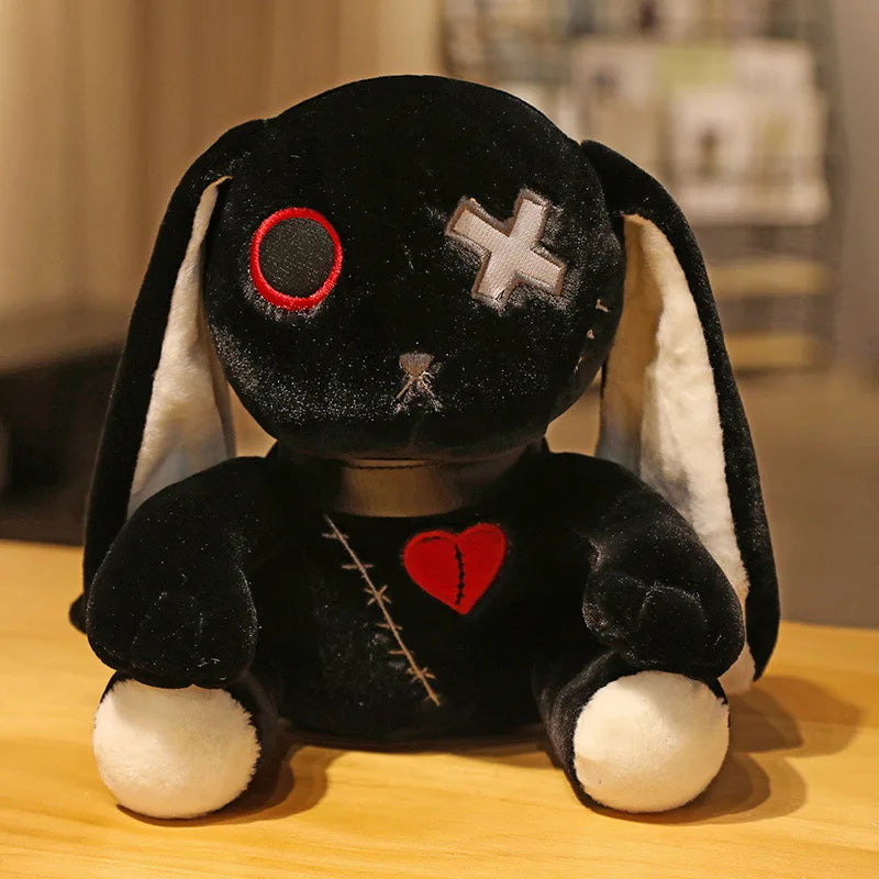 Lusy Store LLC Creepy Goth Bunny Plush Crazy Rabbit Plushie Toys Spooky Gothic Bunny Stuffed Animal Cute Horror Dreadful Bunny Doll Plush