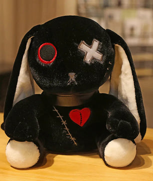 Lusy Store LLC Creepy Goth Bunny Plush Crazy Rabbit Plushie Toys Spooky Gothic Bunny Stuffed Animal Cute Horror Dreadful Bunny Doll Plush