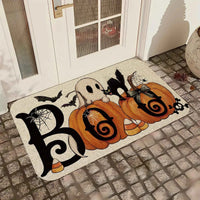 Halloween Ghost Pumpkin Pattern Welcome Doormat Rug - Machine Washable - Suitable for Bathroom Living Room, Halloween Decoration