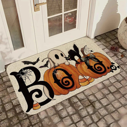Halloween Ghost Pumpkin Pattern Welcome Doormat Rug - Machine Washable - Suitable for Bathroom Living Room, Halloween Decoration