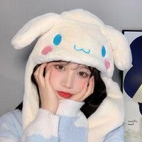 Kawaii Sanrio Ear Moving Hat: Cinnamoroll, My Melody & Kuromi Soft Plush Jumping Up Cap