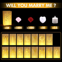 Lusy Store LLC Will You Marry Me Luminous Paper Bag Wedding Proposal Decoration with Illuminated Letter Logo and LED light For Proposal Party Event &amp; Party
