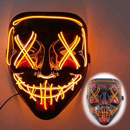 Featured Halloween Masks LED Light Up Full Face Masks Red, Green, Blue Holiday Cosplay Halloween Costumes Masquerade Party, Carn orange