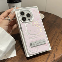 Luxury Pink Hello Kitty With Bracket Phone Case For iPhone 16 15 14 13 12 11 ProMax XR XS 7 8 Plus Soft Anti Drop Silicone Cover B