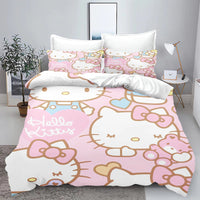 Kuromi & Hello Kitty Sanrio Cute Cartoon Duvet Cover Set 100% Polyester Bedding for Kids & Adults 2/3pcs Soft & Comfortable 2 set
