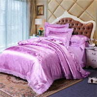 Nordic Satin Jacquard Duvet Cover Set Luxury Flower Bedding Set Adlut Quilt Cover Pillowcases Sheet Twin Queen King Home Texiles Lusy Store