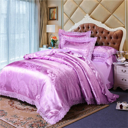 Nordic Satin Jacquard Duvet Cover Set Luxury Flower Bedding Set Adlut Quilt Cover Pillowcases Sheet Twin Queen King Home Texiles Lusy Store