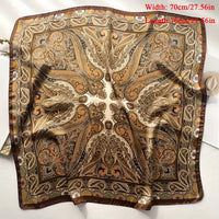 Lusy Store 27.56&quot; Paisley Print Small Square Scarf Simulated Silk Thin Neck Scarf Mature Style Sunscreen Headscarf For Women 