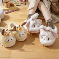 Hello Kitty Cinnamoroll Kuromi Plush Slippers - Winter Kawaii Home Shoes