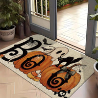 Halloween Ghost Pumpkin Pattern Welcome Doormat Rug - Machine Washable - Suitable for Bathroom Living Room, Halloween Decoration