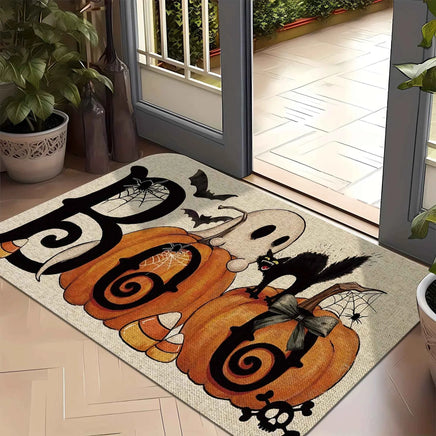 Halloween Ghost Pumpkin Pattern Welcome Doormat Rug - Machine Washable - Suitable for Bathroom Living Room, Halloween Decoration