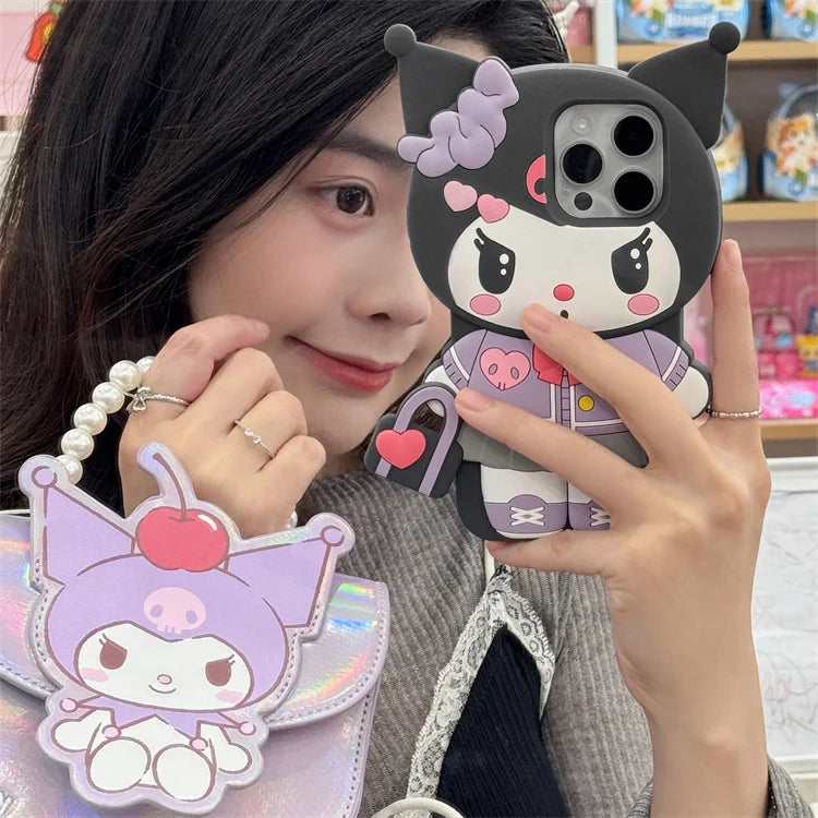 Handbag Hello Kitty Kuromi For iPhone 16 15 14 13 12 11 Pro Max Silicone Soft Cover Case Lusy Store