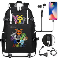 New Sprunki Print USB Boys Girls Kids Book Bags Large Capacity Teenagers Schoolbags Women Men Laptop Travel Backpack Picture Color 3 18 Inch