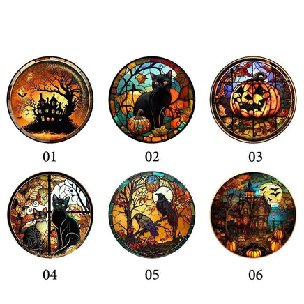 2025 Halloween PVC Glass Window Static Sticker Horror Castle Cat Decorative Sticker Halloween Glass Decals Home Party Decoration