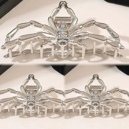 1Pcs Halloween Black Spider Hair Claw Clips with Pearl Charm Design,Metal Gothic Punk Hair Clips Strong Hold Hair Accessories 3Pcs-1