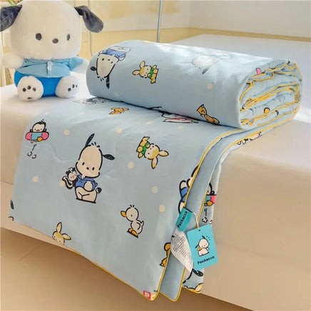 Sanrio Hello Kitty Cartoon Cinnamoroll Kuromi Summer Quilt Washable Air Conditioner Machine Washable Soft Comfortable Blanket Lusy Store