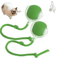Interactive Cat Ball with Faux Tail, Automatic Rolling & Rechargeable, Smart Electric Mouse Toy for Dogs & Cats 2PC Green