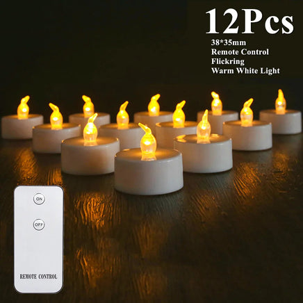 12/24pc Flameless LED Candle with/without Remote control Lighting Flickering Flame Tea Light for Halloween Christmas Home Decor 12 Pcs 2