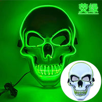 Halloween LED Horror Skull Mask Cold Light Mask LED Halloween Mask Cosplay Mask Halloween Party Decoration Luminous Skull Masks green