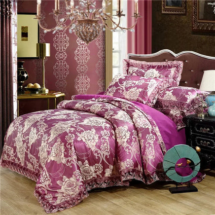 Nordic Satin Jacquard Duvet Cover Set Luxury Flower Bedding Set Adlut Quilt Cover Pillowcases Sheet Twin Queen King Home Texiles Lusy Store