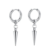2-14pcs Stainless Steel Punk Dangle Hoop Piercing Earrings with 2Pairs Fairy Elf Ears for Women Men Halloween Cosplay Photo Prop 2pcs Silver F