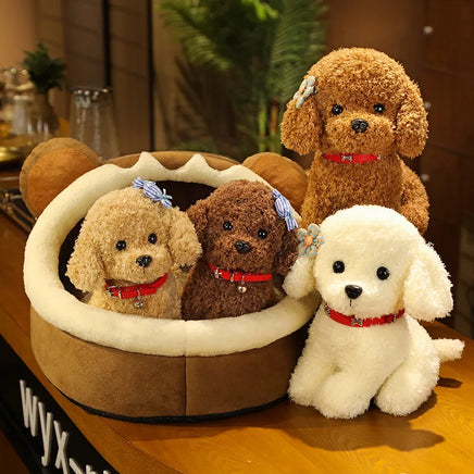 Lusy Store LLC Creative Realistic Teddy Dog Lucky Simulation Dog Poodle Plush Toys Handmade Realistic Figure Toy Plush Stuffed Animals Plush