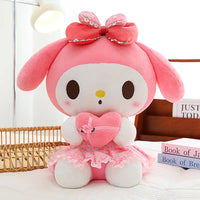 Sanrio Romantic Flowers Kuromi Melody Doll Cartoon Anime Hello Kitty Cat Plush Toys Kids Party Gift Girls Lovely Plush Toy Love Melody