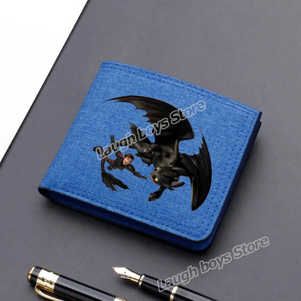 Toothless Canvas Wallet Men Short Folding Purse How To Train Your Dragons Cartoon Card Holder Coin Case Fashion Pocketbook Gift Lusy Store