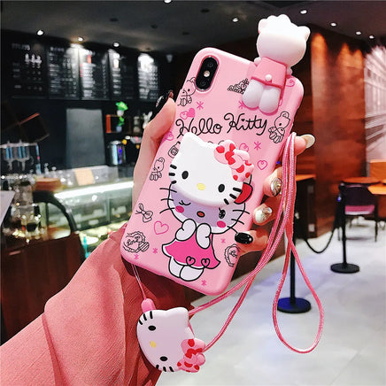 Lusy Store For Samsung Galaxy A10 A20 A30 A50 A70 A12 A71 A51 A13 A53 A14 A24 A54 A05 A25 A55 A16 A06 Hello Kitty Case With Holder Rope 
