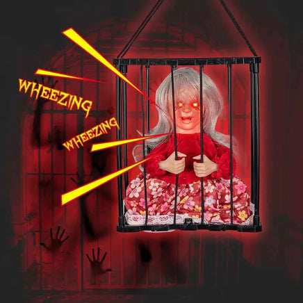 2025 April Fool's Day Prisoner Skull Ornament Induction Light Sound Electric Decoration Haunted House Holiday Party Prank Props