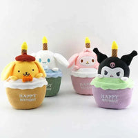 Sanrio Kuromi Birthday Cake Shape Musical Plush Doll Pudding Dog Yugui Dog Singing Candle Luminous Doll fantasy Game
