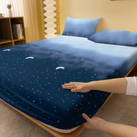 1 Simple modern starry sky printed matte Fitted Sheet, bedroom printed bed cover, bedding (excluding pillowcases) Lusy Store