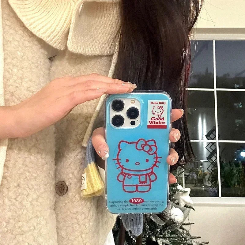Cute Cartoon Sanrio Hello Kitty Magnetic Wallet Magsafe Wireless Charge Phone Case For iPhone 16 15 14 13 12 11 Pro Max  Cover Lusy Store