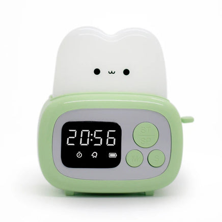 LED toaster alarm clock, creative cartoon nightlight with timing function, ins wind bedside decoration Green
