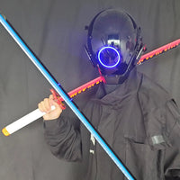 JAUPTO Punk Mask Cosplay for Men, LED Round Light Mask for Women Cosplay Halloween Fit Party Music Festival Accessories