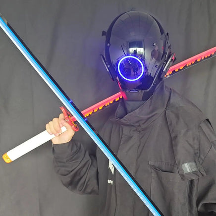 JAUPTO Punk Mask Cosplay for Men, LED Round Light Mask for Women Cosplay Halloween Fit Party Music Festival Accessories