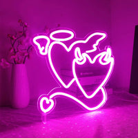 Lusy Store LLC Angel Demon Neon Signs LED Neon Light Sign Light Up for Wall Decor Bar Living Room Valentine's Day Girl Gift Neon Sign