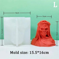 3D Masked Veil Skull Candle Silicone Mold Halloween Decor Skeleton Bust Statue Scented Candle Resin Casting Mould Holiday Gifts Large Mold