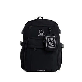 Sanrio Hello Kitty New Fashion Backpack Large Capacity Student Schoolbag High Quality Fashion Trend Leisure Student Backpack Black-White 30x20x39cm