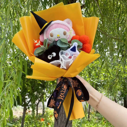 My Melody Kuromi Stuffed Animals Plush Toy With Roses Creative Bouquets Christmas Halloween Gifts 16