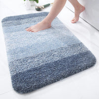Olanly Luxury Bath Mat Microfiber Absorbent Bathroom Rug Shower Foot Mat Non-Slip Soft Living Room Floor Plush Carpet Decoration Blue