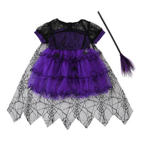 2-7Y Halloween Witch Cosplay Party Dress Cute Spider Mesh Cape Clothes Halloween Costumes for Baby Carnival Party Gifts set7