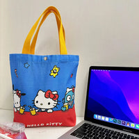 Hello Kitty Cartoon Shoulder Bag (26x24cm) - Light Canvas Shopping Tote 3
