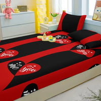 Lusy Store 1 Simple Modern Heart-Shaped Printed Matte Fitted Sheet, Bedroom Printed Bed Cover, Bedding (Excluding Pillowcases) 