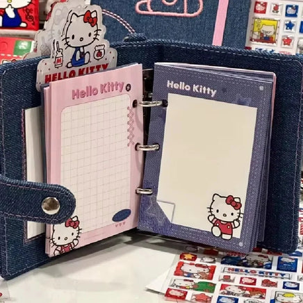 Cute Cartoon Anime Merchandise Hello Kitty High Looks Handheld Account Book Student Portable Denim Loose Leaf Diary Notepad Gift