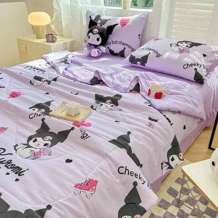 Hello Kitty Kawaii Summer Quilt Anime Cartoon Bedding Quilt Cover Student Bedding Soft Microfiber Bedspread Lightweight Coverlet Lusy Store