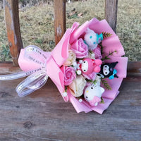 Lusy Store LLC Kuromi My Melody Cinnamoroll Hello Kitty Soap Flower Cartoon Plush Bouquet Valentine's Day Christmas Graduation Gift Bouquet