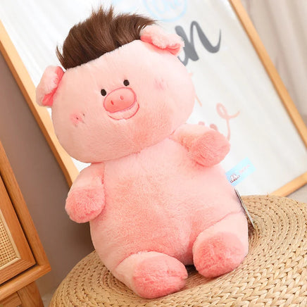 Funny DIY Hairstyle Cute Pig Plush Toys Anime Soft Stuffed Animals Chubby Dog Bear Doll Freely Change Hairstyle Pig 40cm