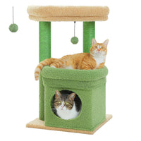 Cat Tree Tower with Cozy Condo & Top Perch Green 2 as picture